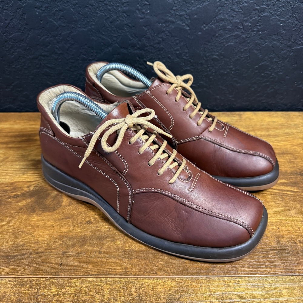 Kenneth Cole Reaction Brown‎ Leather Oxford Sneakers Mens Size 8 Made in Italy